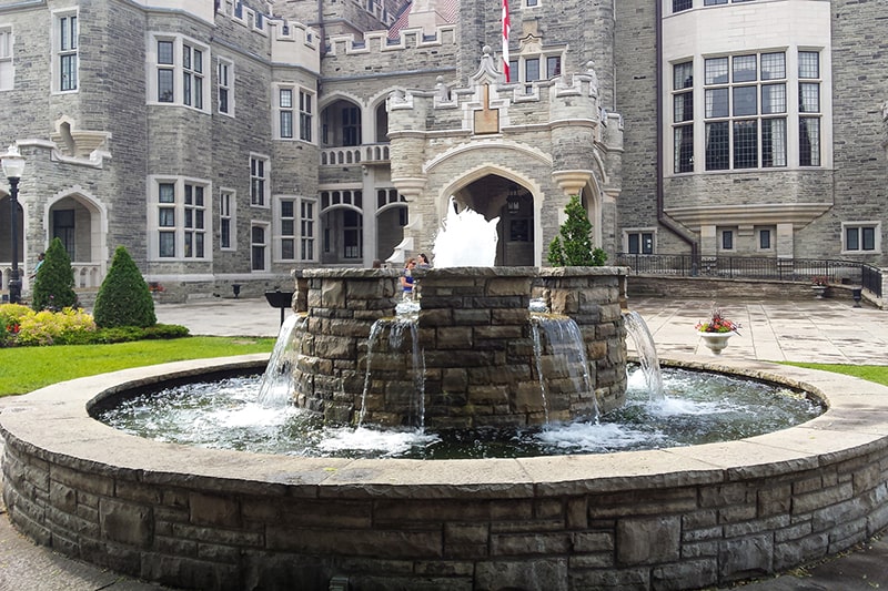 Heritage tiered fountain in a formal garden in Toronto