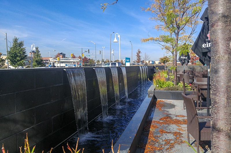 Commercial waterfall wall beside a Toronto street
