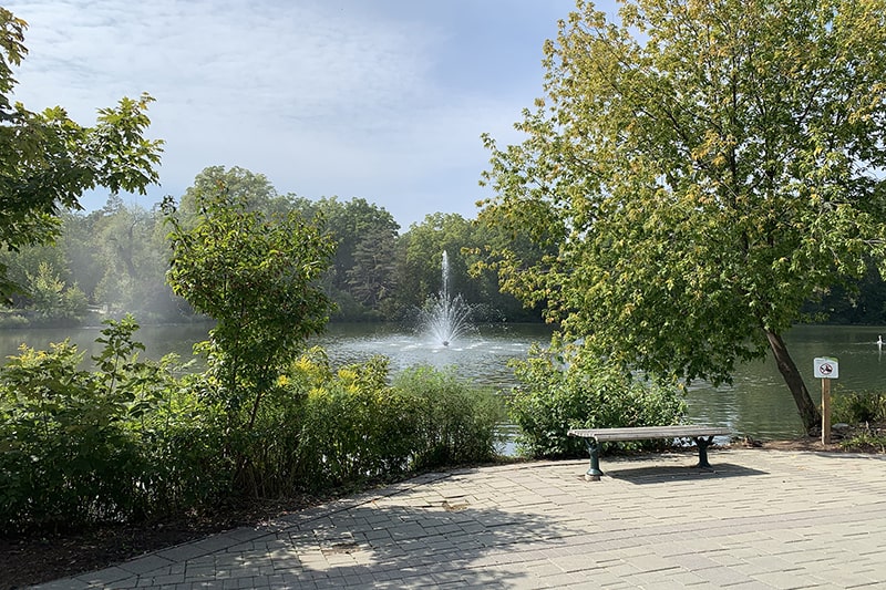 Floating fountain in a Richmond Hill pond being diagnosed for repair
