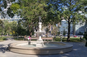 This fountain is now a meeting area for local residence to relax and enjoy the sound of water during warm summer days.