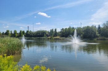 These two Aqua Master Valhalla floating fountains ass beauty and performance to this body of water allowing for a healthily pond.